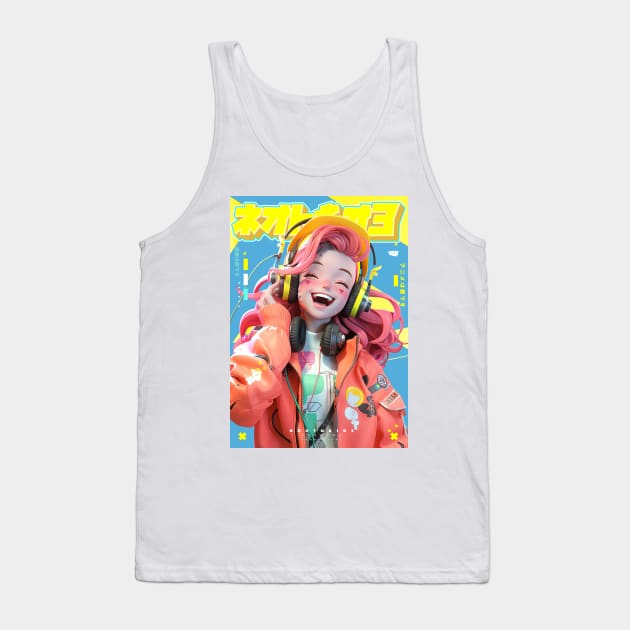 HEADPHONE GAL 1000 - NEOTOKIO3 100%ドPE / GOOD VIBE | Anime Manga Kawaii Anime Girl Pop Art 3D | PROUD OTAKU Tank Top by PROUD OTAKU